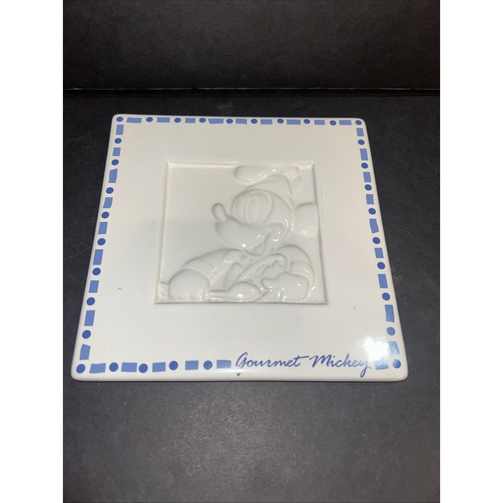 1990s Disney Mickey Mouse "Gourmet Mickey" Hot‎ Plate Tile Tea Trivet Decor 6x6"